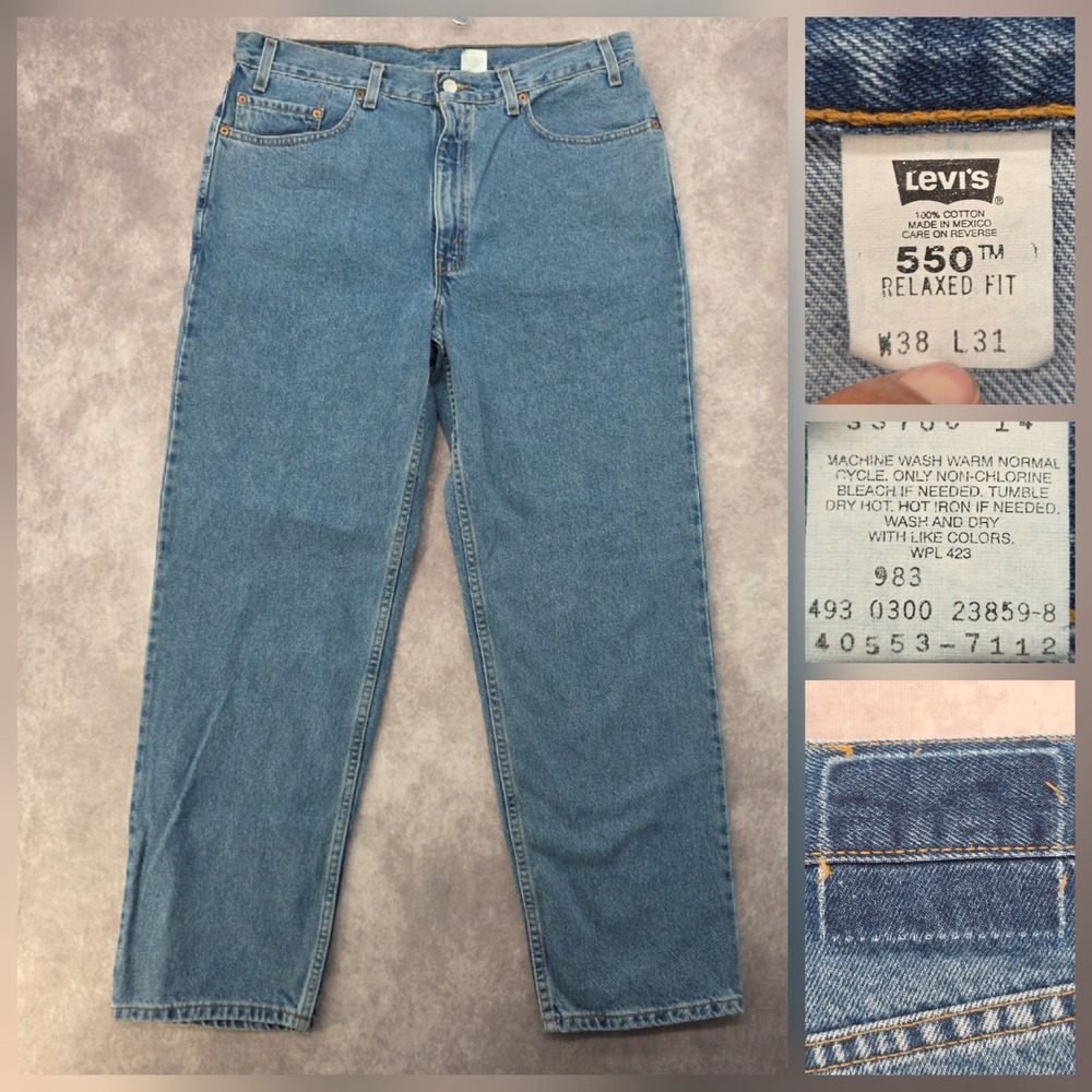 Vintage Levis 550 Jeans Mens 38x31 Relaxed Fit Medium Wash Denim Y2K